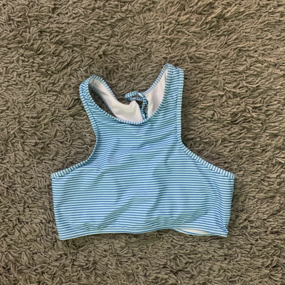 Blue stripped halter bikini